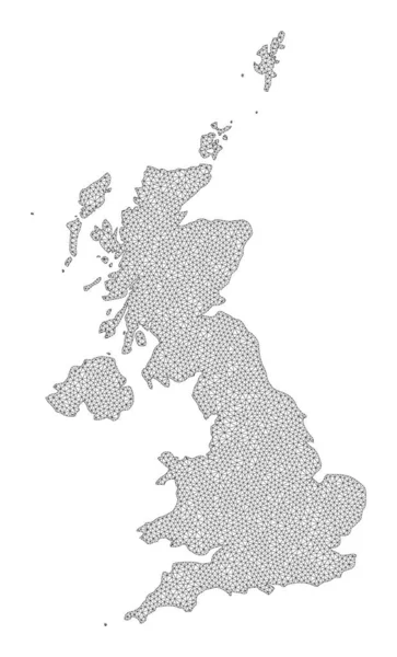 Polygonal Carcass Mesh High Resolution Raster Map of United Kingdom Περιλήψεις — Φωτογραφία Αρχείου