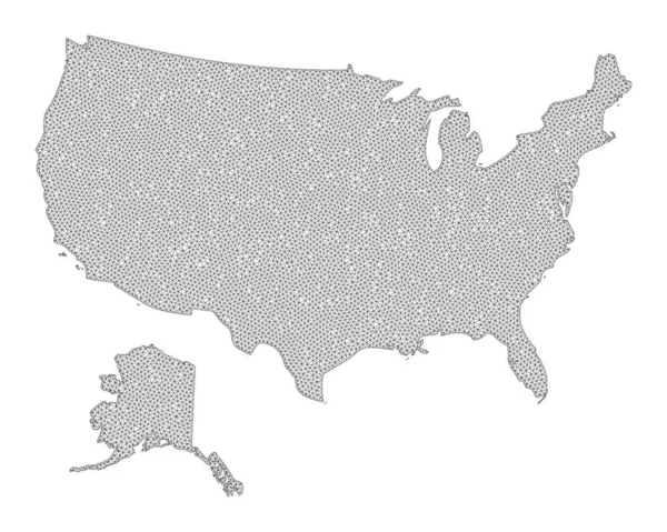 Polygonale 2D-Mesh-Raster-Karte mit hoher Auflösung von USA und Alaska Abstraktionen — Stockfoto