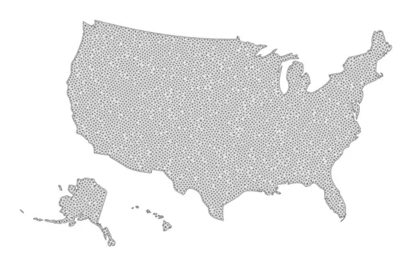 Polygonal 2D Mesh High Detail Raster Map of USA Territories Abstractions — Stock Photo, Image