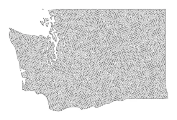 Polygonal tråd ram Mesh högupplöst raster karta över Washington State Abstractions — Stockfoto