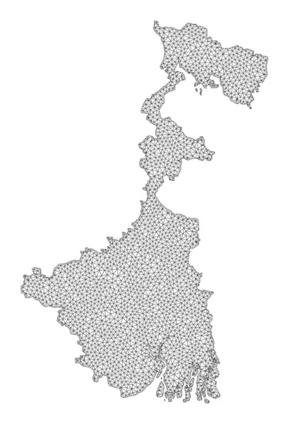 Polygonalt nätverk Mesh High Detail Raster Karta över Västbengaliska staten Abstraktioner — Stockfoto