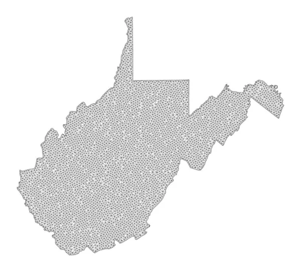 Polygonal 2D Mesh Nagy felbontású Raster Map of West Virginia State Abstractions — Stock Fotó