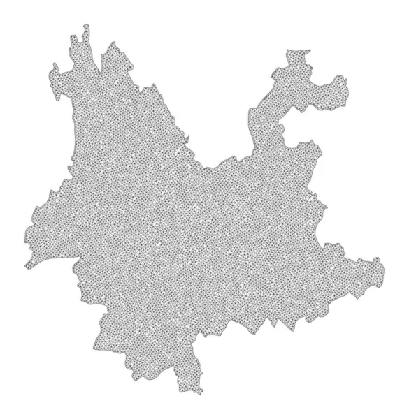 Polygonal Wire Frame Mesh High Detail Raster Map of Yunnan Province Abstractions — Stock Photo, Image