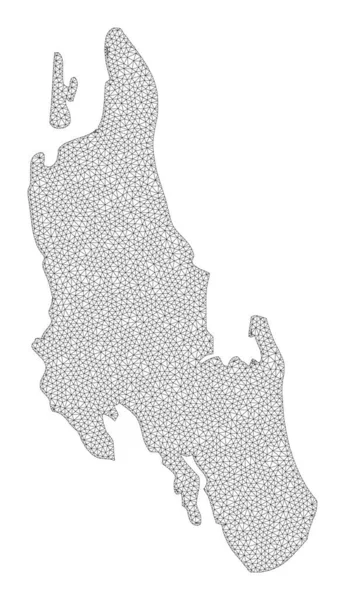 Polygonal Network Mesh High Detail Raster Map of Zanzibar Island Absztrakciók — Stock Fotó