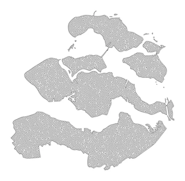Polygonal Wire Frame Mesh High Detail Raster Karta över Zeelandprovinsen Abstraktioner — Stockfoto