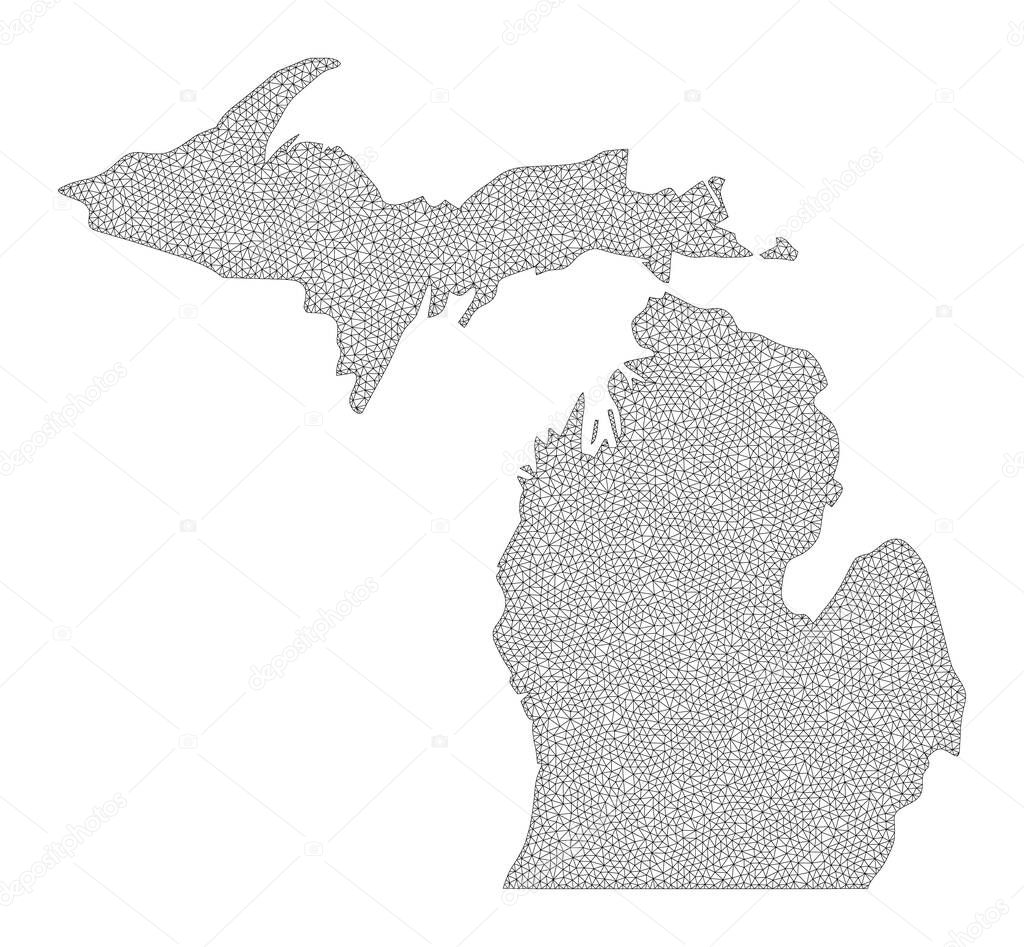 Polygonal 2D Mesh High Resolution Raster Map of Michigan State Abstractions