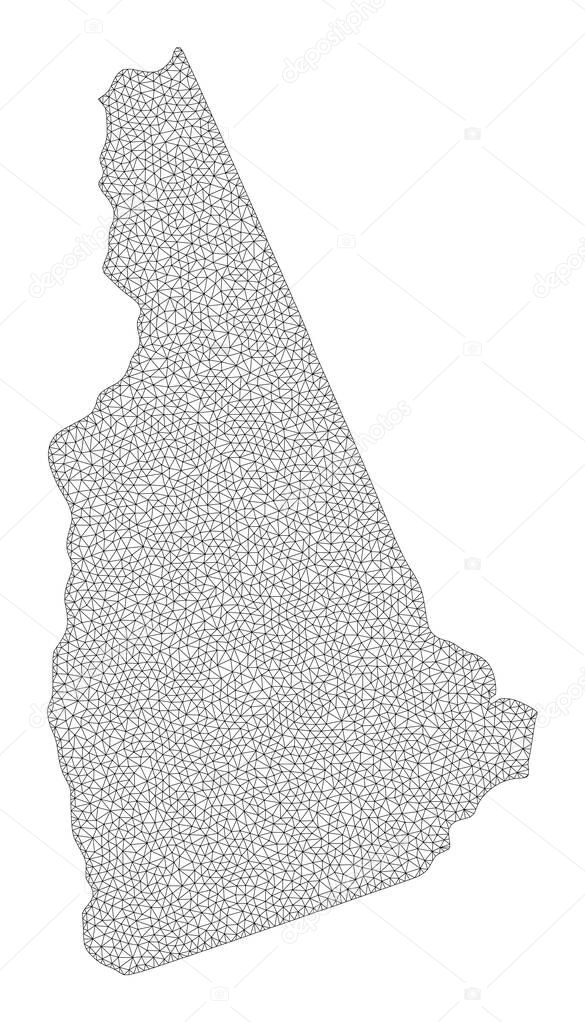 Polygonal Carcass Mesh High Resolution Raster Map of New Hampshire State Abstractions