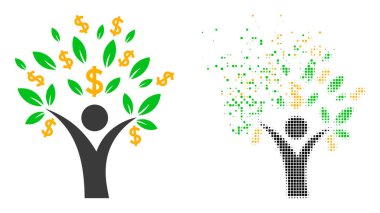 Parçalanan Noktalı ve Orijinal Para Ağacı Adam Simgesi