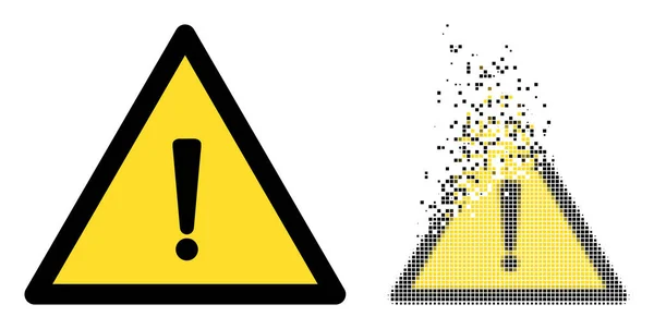 Icône d'avertissement d'exclamation pixelisée et originale — Image vectorielle