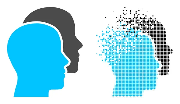 Pixel decomposto e ícone de cabeças de homem original —  Vetores de Stock