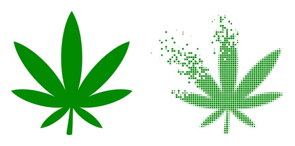 Broken Dotted and Original Marijuana Icon — Stock Vector