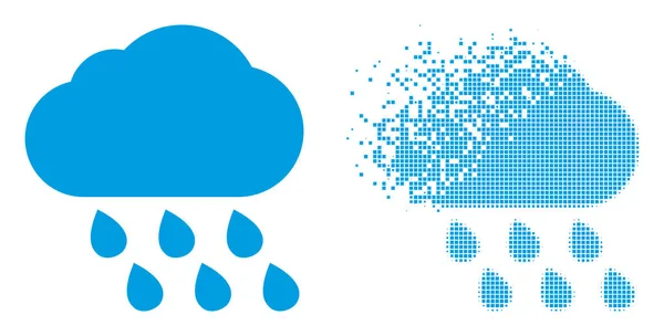 Pixel di polvere e icona originale della nuvola di pioggia — Vettoriale Stock