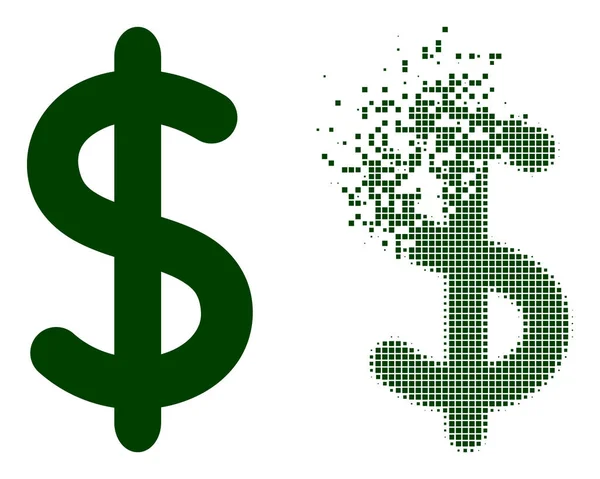 Upplösning Pixelated och Original Dollar Sign Icon — Stock vektor