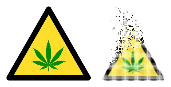 Erosion Pixelated and Original Cannabis Warning Icon - Stok Vektor