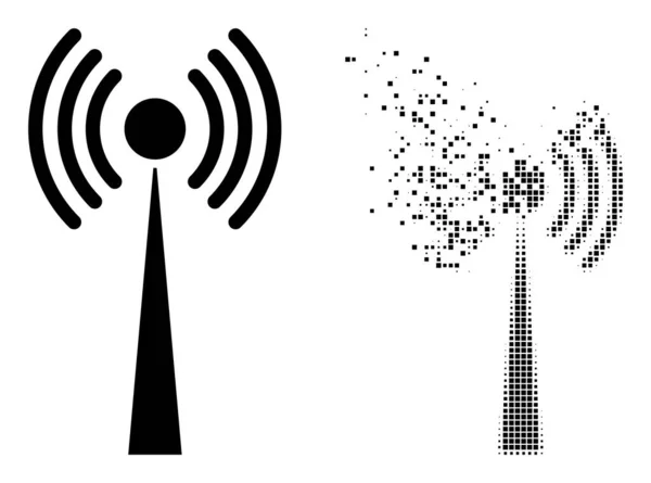 Icône de tour de radio Pixélisée et originale décomposée — Image vectorielle
