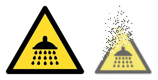 Icône d'avertissement de douche Pixélisée et originale disparaissant — Image vectorielle