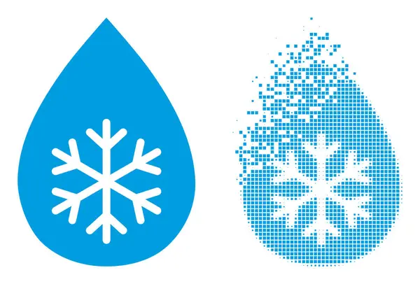 Erosie Pixel en originele sneeuw verse drop icoon — Stockvector