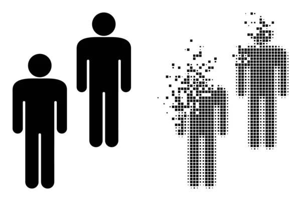 Pixel dissolvido e ícone de pessoas originais —  Vetores de Stock