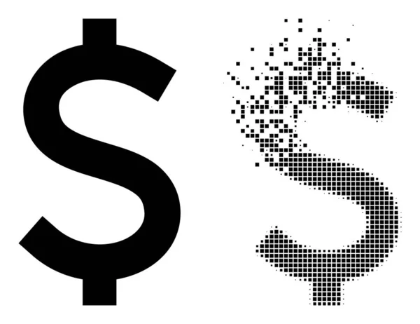 Fragmentowana ikona dolara amerykańskiego — Wektor stockowy