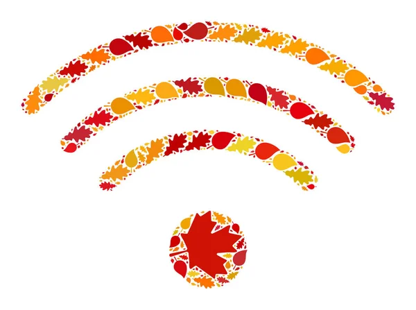 Wi-Fi Source Autumn Mosaic Icon with Fall Leaves — Stock Photo, Image