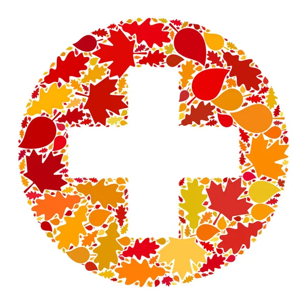 Medical Aid Autumn Collage Icon with Fall Leaves — Stock Photo, Image