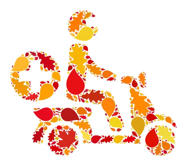 Doctor Motorbike Autumn Collage Icon with Fall Leaves — Stock Photo, Image