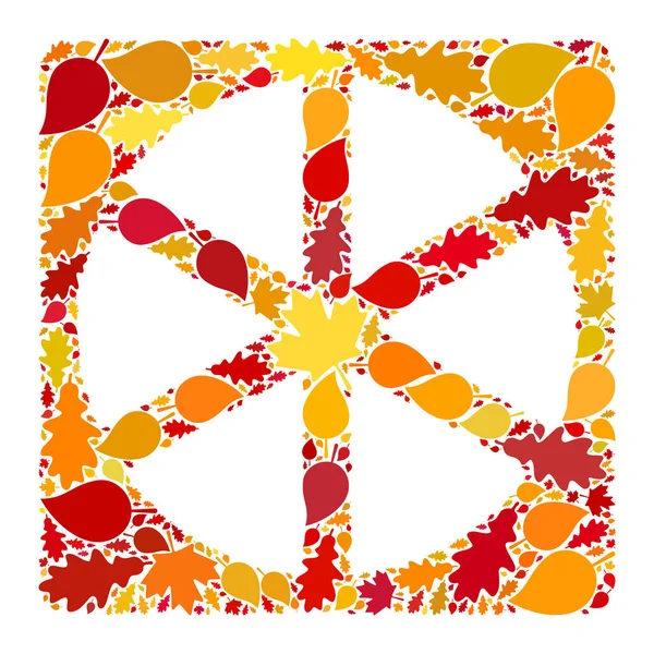 Pizza Box Herfst Compositie Ikoon met herfstbladeren — Stockfoto