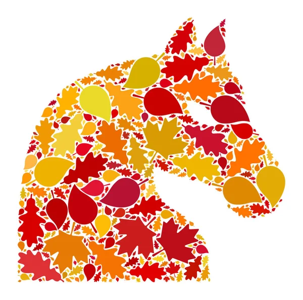 Σκακιστικό άλογο Φθινόπωρο σύνθεση Εικονίδιο με φύλλα πτώση — Φωτογραφία Αρχείου