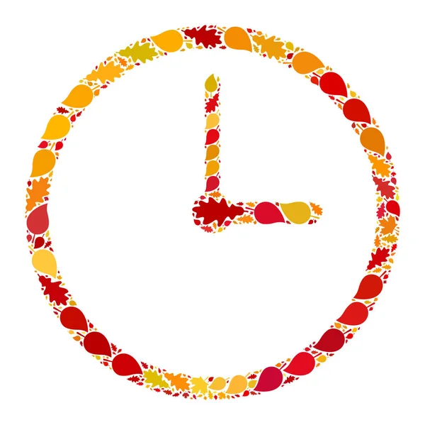 Zegar Jesienna ikona mozaiki z jesiennych liści — Zdjęcie stockowe
