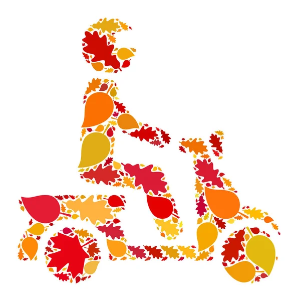 Icono de composición de otoño del conductor de la motocicleta con hojas de otoño —  Fotos de Stock
