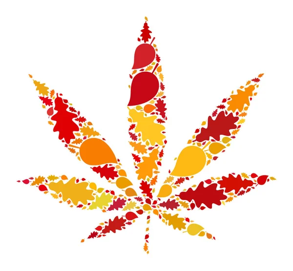 Cannabis Φθινοπωρινό ψηφιδωτό εικονίδιο με φύλλα πτώσης — Φωτογραφία Αρχείου