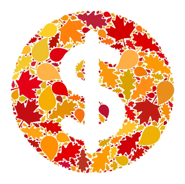 Dolar Fiyatı Sonbahar Mozaik Simgesi Sonbahar Yaprakları — Stok fotoğraf