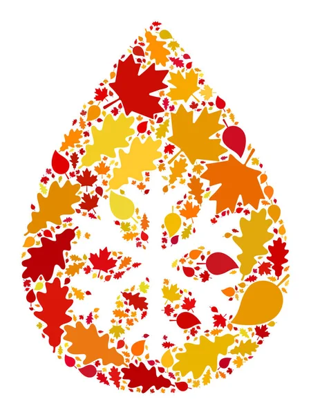 Snow Fresh Drop Autumn Composition Icon with Fall Leaves — Stock Photo, Image