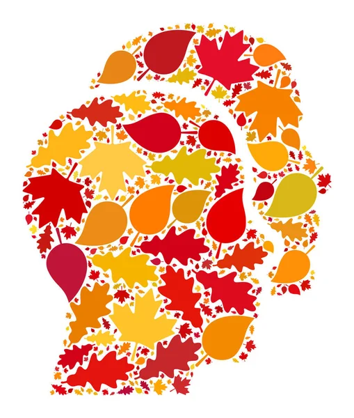 Ícone de mosaico de outono de cabeças de homem com folhas de queda — Fotografia de Stock