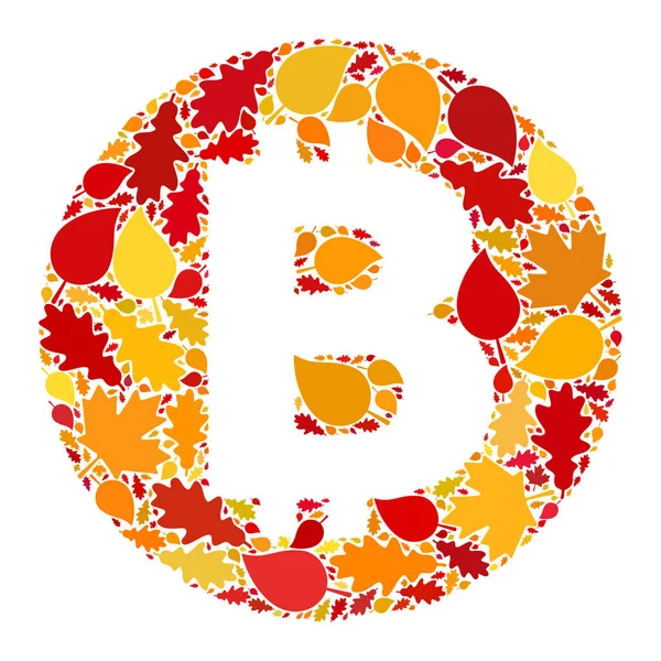 紅葉とビットコイン秋の組成アイコン — ストック写真