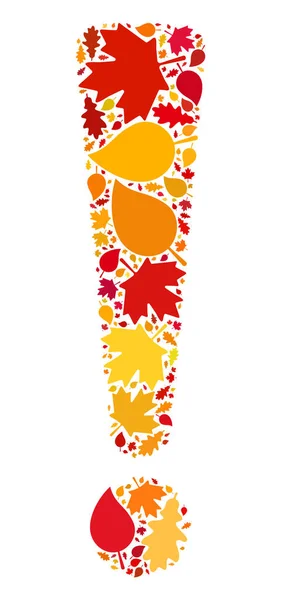 Exclamation Sign Autumn Mosaic Icon with Fall Leaves — Stock Photo, Image