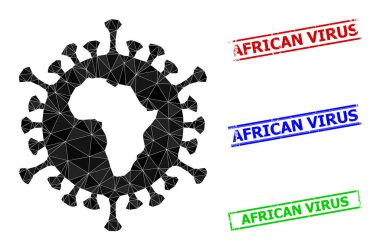 Afrika Virüsü Çokgen Simgesi ve Çizilmiş Afrika Virüsü Basit Mühürleri