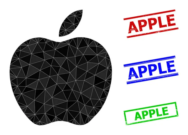 Apple Triangle Ikona a poškrábané Apple Jednoduché známky — Stockový vektor