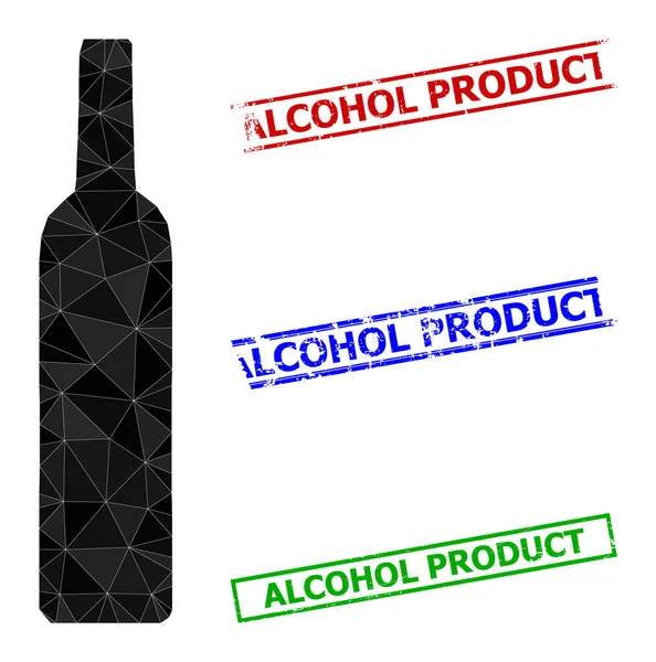 Láhev vína Trojúhelník Ikona a poškrábaný Alkohol Výrobek Jednoduché vodoznaky — Stockový vektor