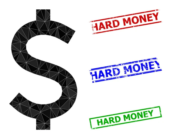 Ikona amerykańskiego trójkąta dolarowego i zadrapania Hard Money Simple Watermarks — Wektor stockowy