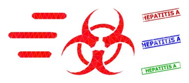 Rush Biyolojik Tehlike Üçgeni Simgesi ve Grunge Hepatiti Basit Filigranlar
