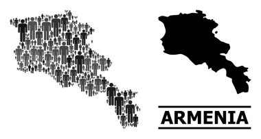 Vektör Adamlar Ermenistan Mozaik Haritası ve Katı Harita