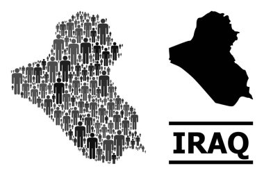 Vector Demographic Mozaik Irak Haritası ve Solid Haritası