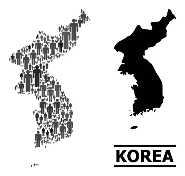 Vektor Population Collage Karte von Korea und Solide Map — Stockvektor