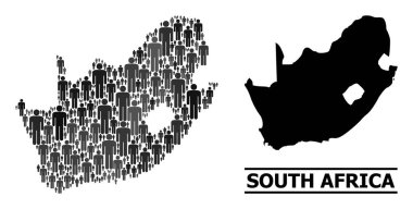 Güney Afrika Cumhuriyeti Vektör Nüfus Mozaik Haritası ve Solid Harita