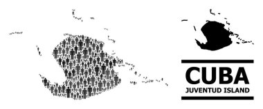 Vektör Nüfusu Gençlik Adası Kolajı Haritası ve Katı Harita