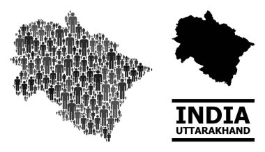 Vektör Adamlar Uttarakhand Durumu ve Kolaj Haritası