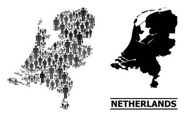 Hollanda Vektör Nüfus Mozaik Haritası ve Solid Haritası