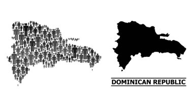 Dominik Cumhuriyeti 'nin Vektör Adamlar Kolaj Haritası ve Sağlam Harita