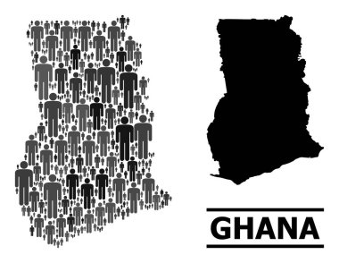 Vektör Nüfusu Gana Mozaik Haritası ve Solid Haritası